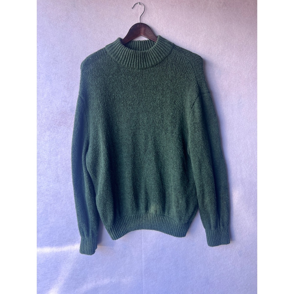 Aerie Mock Neck Oversized Knit Sweater Forest Green Ribbed Pullover Large